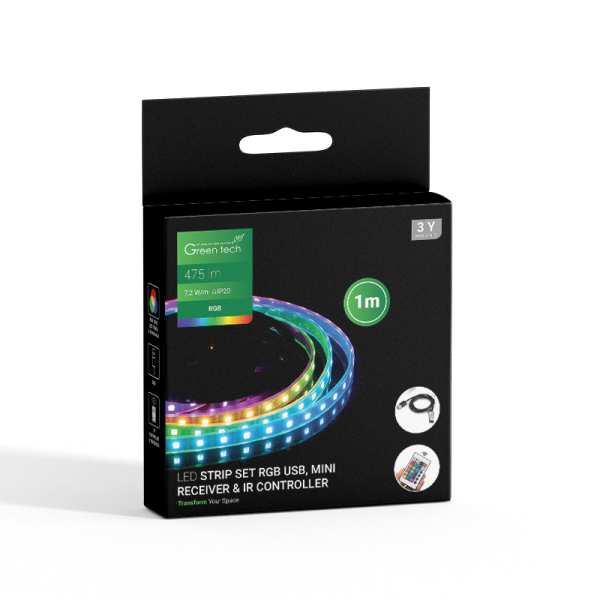 RGB LED TRAKA 1M USB S KONTROLEROM 7,2W/M